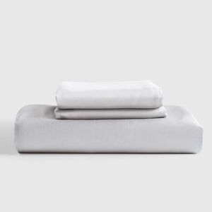 Quince Organic Bamboo Light Gray Sheet & Sand Pillowcases! Sz. Queen (742)(READ)